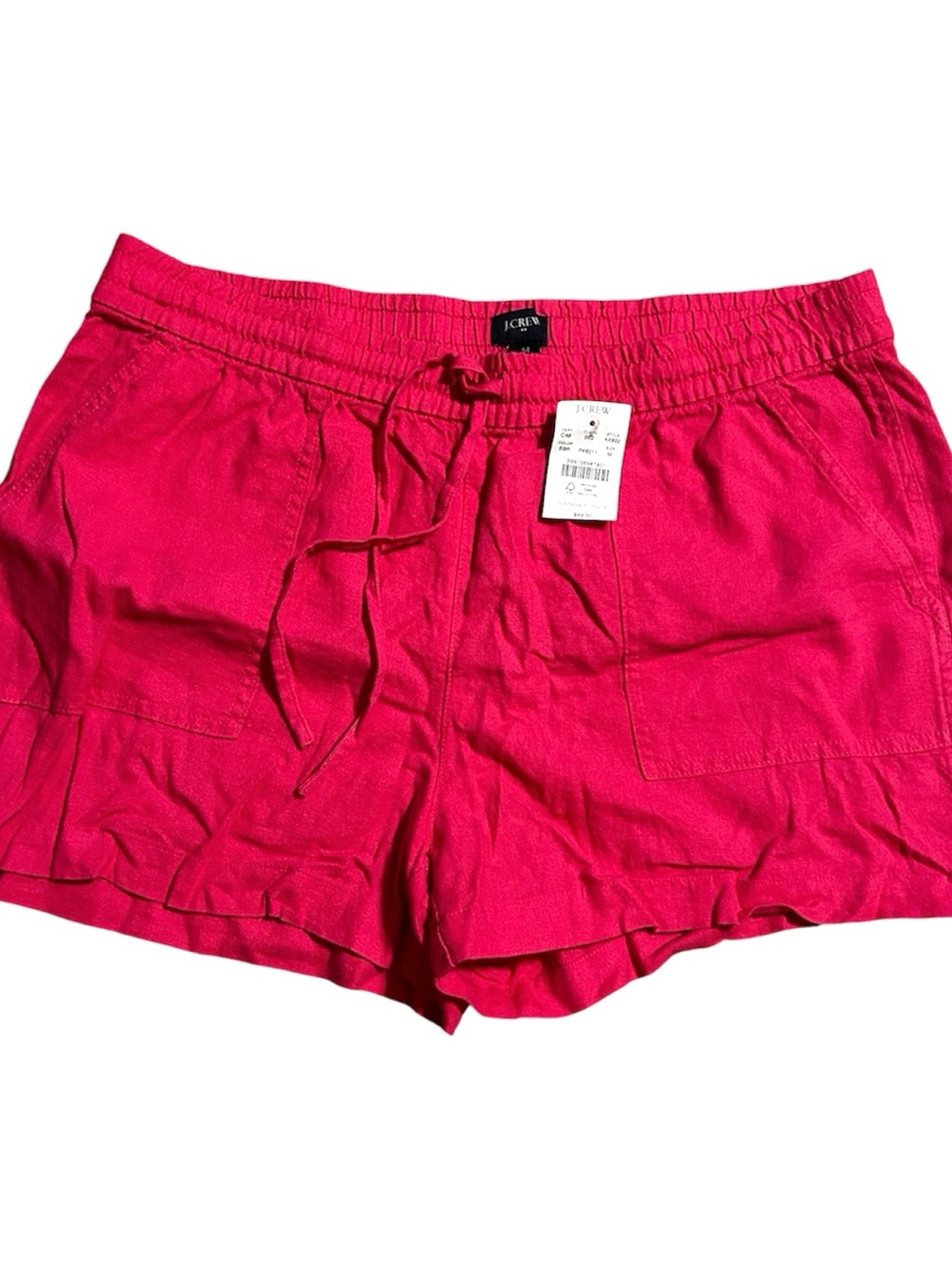 J. Crew Bright Fuchsia Drawstring Linen-Blend Shorts